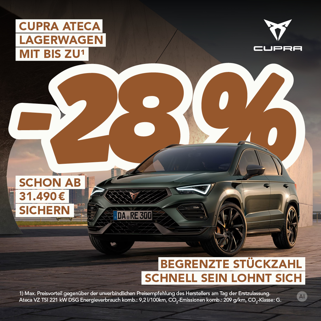 BEITRAG Cupra Ateca Lager 28 Prozent