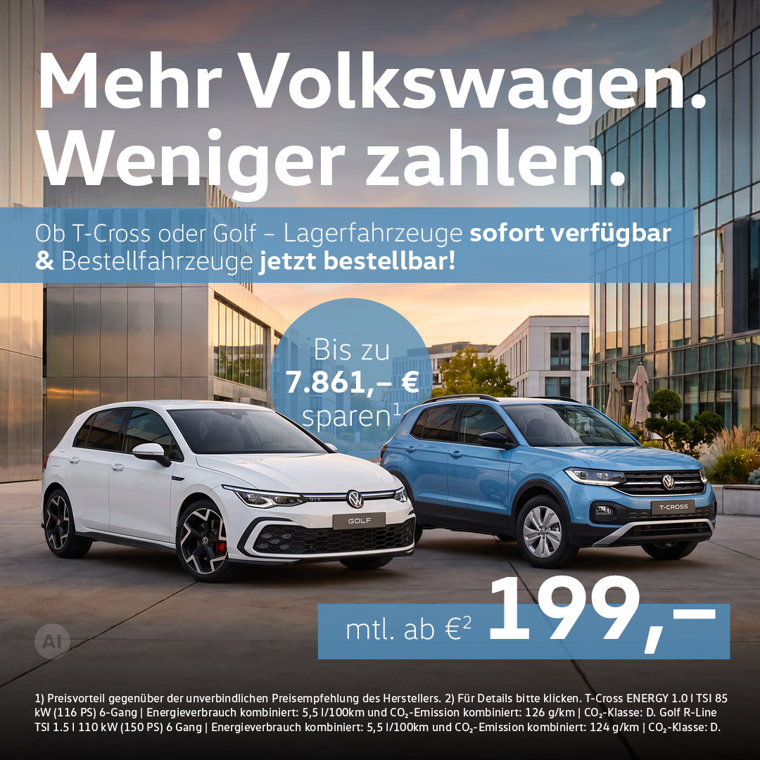 BEITRAGSBILD VW GOLF TCROSS LAGERWAGEN AKTION Q4
